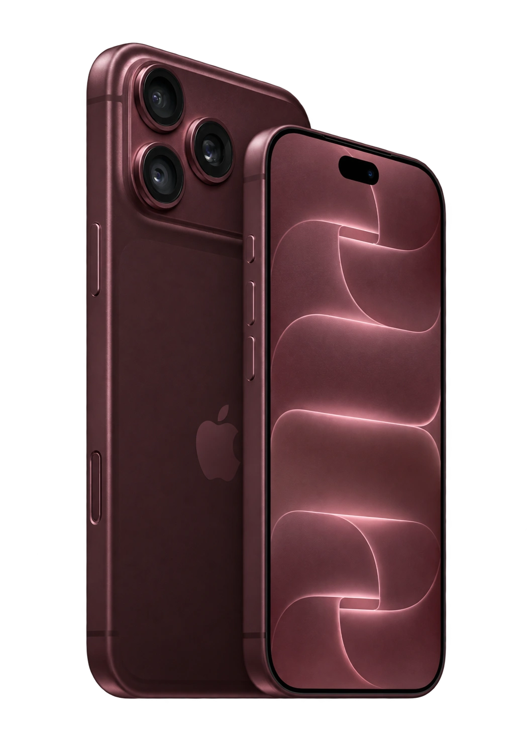 Apple product image of iPhone 18 Pro and Pro Max in Burgundy